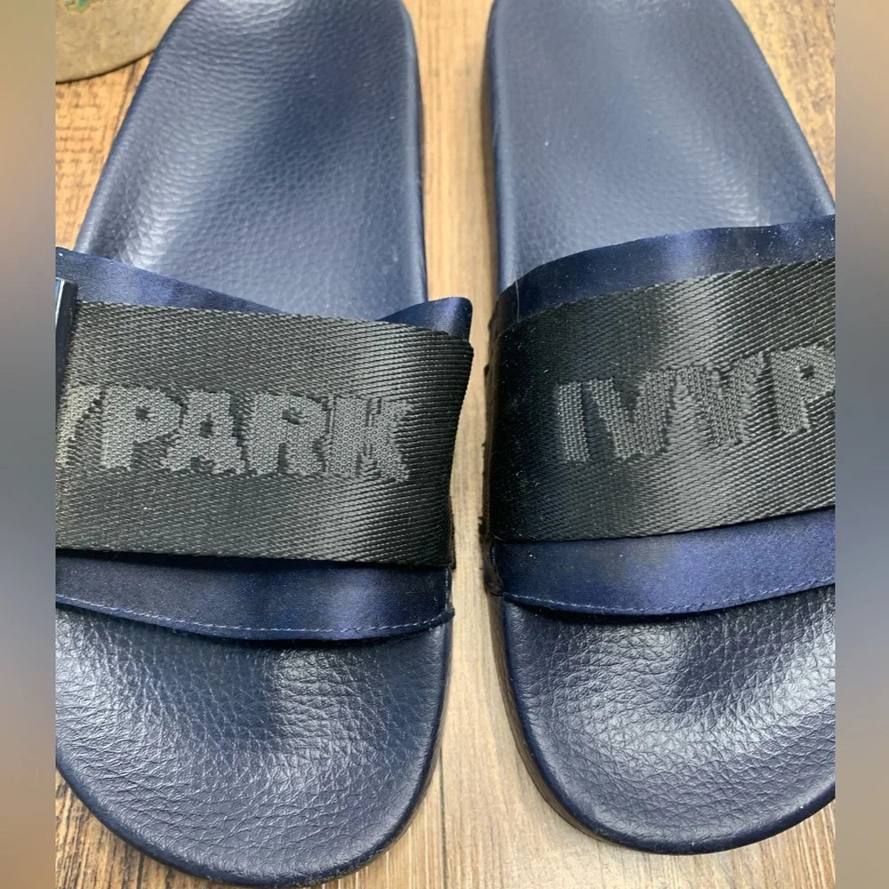 Ivy Park Hi Shine Strap Slider Sandals In Black - Picture 3 of 5